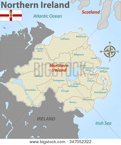 Vector Map Of Northern Ireland With Named Districts