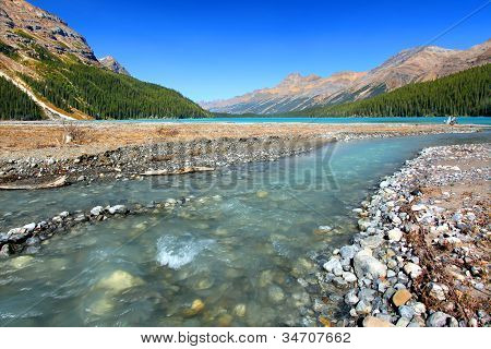 Flujo de aguas glaciales a Lago Peyto