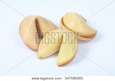 Fortune Cookies Isolated On White Background. Image Contains Copy Space