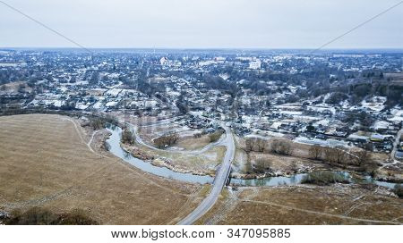 Top View Of Belarusian City Of Mstislavl. Travel Concept.