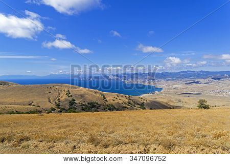 View Of Kapsel Bay And Kapel Area From The Slope Of Cape Meganom. Crimea, A Sunny Day In September.