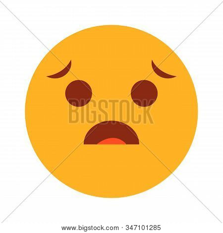 Sad yellow emoji symbol vector isolated. Cute and funny character with sad face expression.
