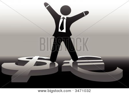 Business Man Symbol unsymmetrisch Euro-Dollar-Geldwechsel