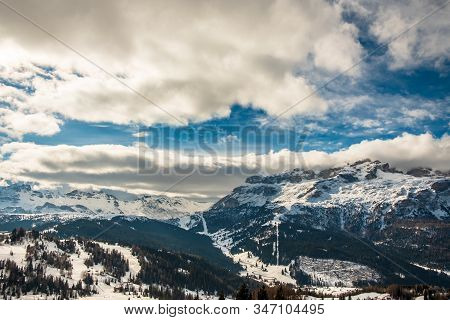 The Beautiful Italian Dolomites In A Winter Day