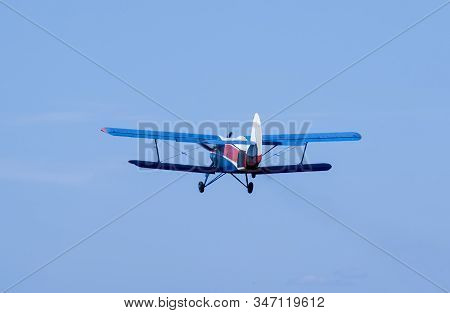 Vintage Soviet And Russian Biplane. Veteran Of Avia. Aircraft Of Agricultural Aviation. Transport Fo