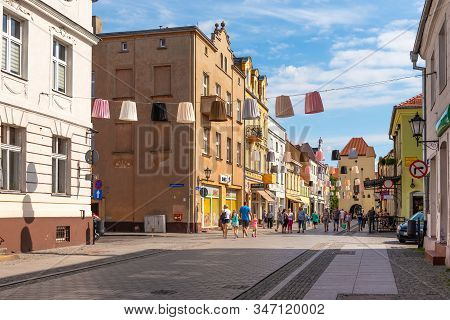 Chelmno, Poland - August 17, 2019: Architecture Of Grudziadzka Street In Chelmno, A City In The Kuya