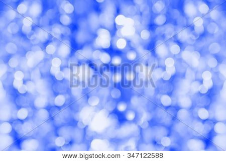 Blue Bokeh. Unobtrusive Abstract Background. Flickering Lights. Defocused Blurred.