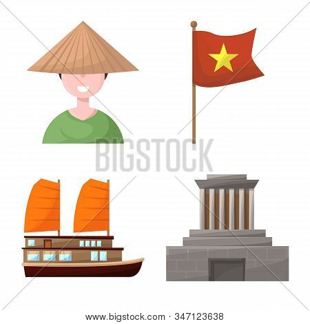 Isolated Object Of Vietnam And Traditional Symbol. Collection Of Vietnam And Asia Stock Vector Illus