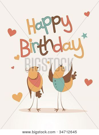 alles Gute zum Geburtstagskarte mit Liebe Vogel