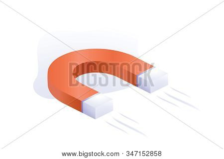 Magnet With Magnetic Power, Magnetism Concept, Source Of Magnetize, Attracting Profit And Money Symb