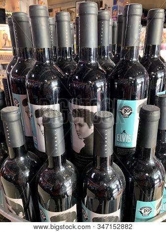 Abu Ghosh, Israel - January 11, 2020: Wine In Honor Of Elvis Presley In The Elvis Cafe At The Gas St