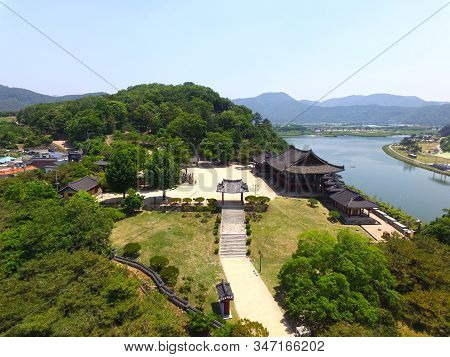 Aerial View Of Yeongnamru Pavilion In Milyang, Gyeongnam, South Korea, Asia
