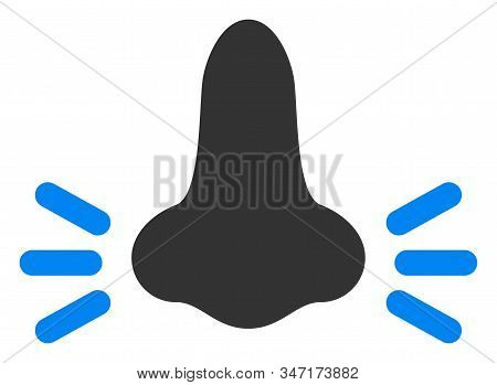 Raster Infected Nose Flat Icon. Raster Pictograph Style Is A Flat Symbol Infected Nose Icon On A Whi
