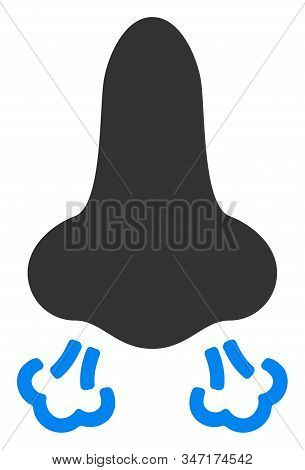 Raster Nose Breath V2 Flat Icon. Raster Pictogram Style Is A Flat Symbol Nose Breath V2 Icon On A Wh