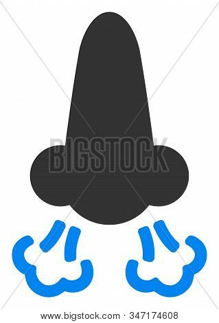 Raster Nose Breath Flat Icon. Raster Pictograph Style Is A Flat Symbol Nose Breath Icon On A White B