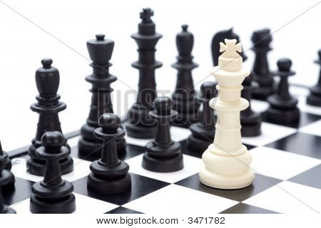 Chess Pieces On A Board Horizontal Image