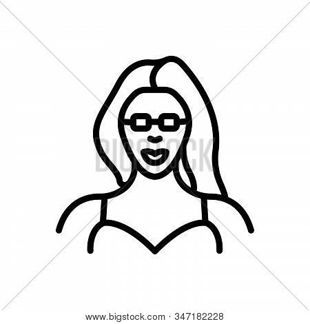 Black Line Icon For Women Female Woman Lady Dame Distaff
