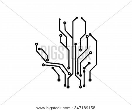 Circuit Board Line Concept Design Illustration Template