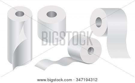 White Toilet Paper Rolls And Kitchen Towel Mock Up Set