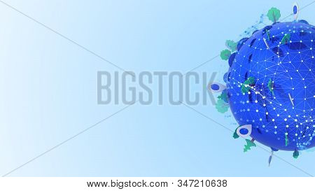Abstract World With Geolocation Points