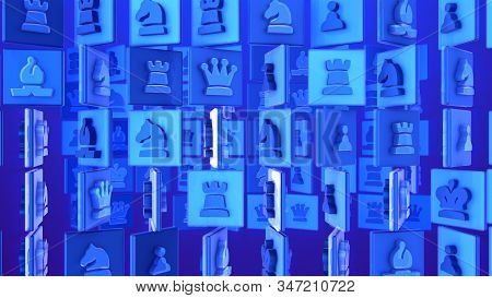 Light Blue Chess Multiscreen Rotation Signs