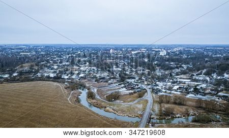 Top View Of Belarusian City Of Mstislavl. Travel Concept.