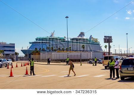 Fort Lauderdale - December 1, 2019: Royal Caribbean Cruise Ship Docked At Seaport Port Everglades At