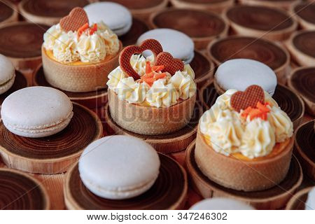 Joconde Imprime Mango And Passion Fruit Mousse Cake, Decorated With Fresh Fruits