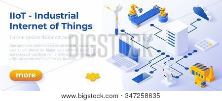 Industrial Internet Of Things Iiot - Isometric Design In Trendy Colors Isometrical Icons Of Various 