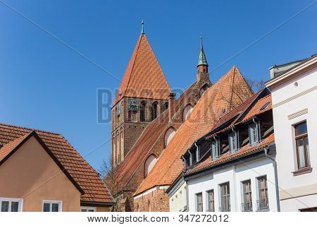Rooftops And Church Tower In Old Town Grimmen, Germany