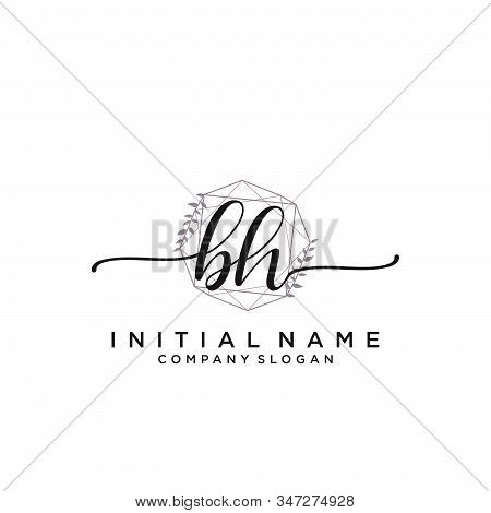 Bh Letter Initial Beauty Monogram And Elegant Logo Design, Handwriting Logo Of Initial Signature, We