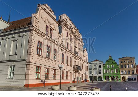 Town Hall And Colorful Houses In Gustrow, Germany