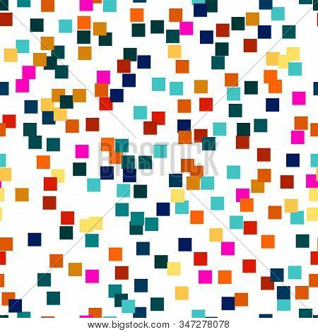 Seamless Vector Geometric Stock Pattern Of Colored Squares For Textiles, Packaging, Paper Printing, 
