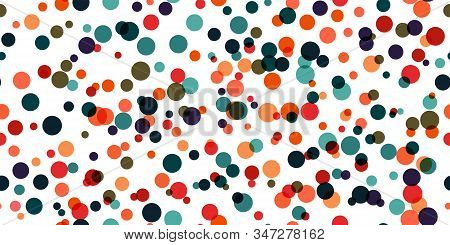 Seamless Vector Geometric Stock Pattern Of Colored Circles Of Different Sizes For Textiles, Packagin