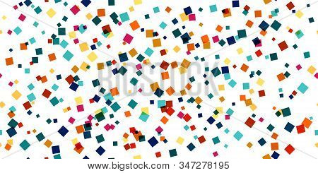 Seamless Vector Geometric Stock Pattern Of Colored Squares Of Different Sizes For Textiles, Packagin