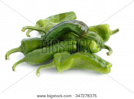 Fresh Green Peppers From Farmers Market  Isolated On White