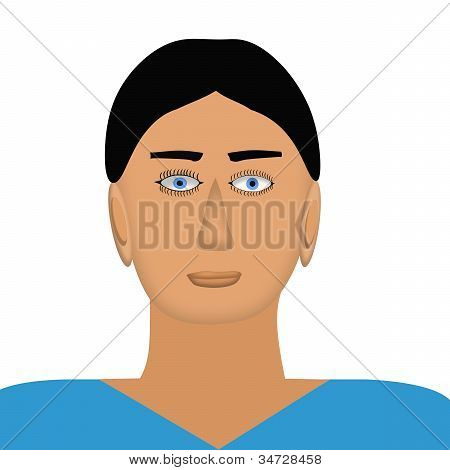 Zawartości czarnych włosach Blue Eyed człowiek