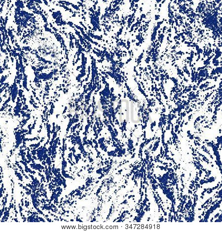 Indigo Cyanotype Dyed Effect Worn Navy Pattern