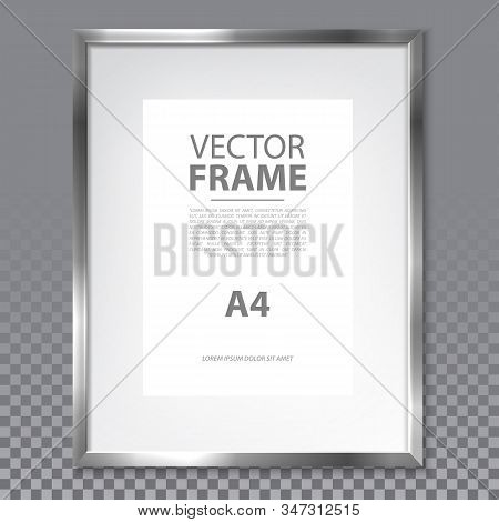 Isolated Realistic A4 Frame With Metallic Border