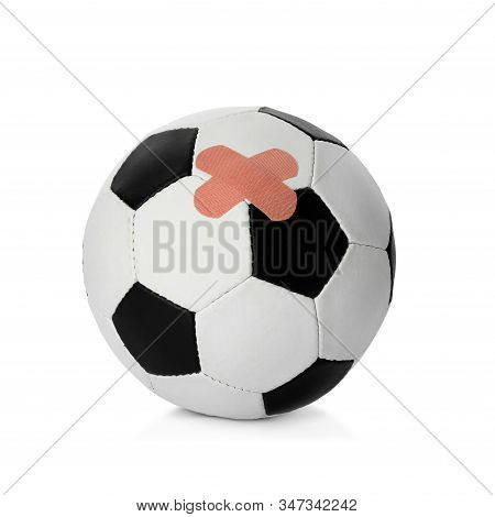 Ball With Sticking Plasters Isolated On White
