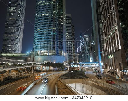 Central, Hong Kong - November 4, 2017: Skyscrapers Near Connaught Road Central In Hong Kong.