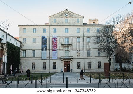 Architectural Detail Of The Fabre Museum In Montpellier