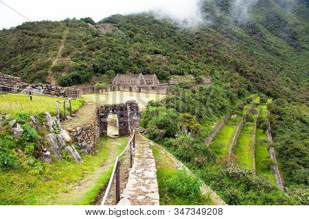 Choquequirao, One Of The Best Inca Ruins In Peru. Choquequirao Inca Trekking Trail Near Machu Picchu