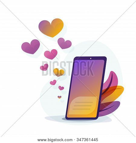 Love Notifications On Social Networks. The Phone Is Ringing With Sms, I Love You. Valentines Day Con