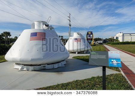 Ft. Pierce,fl/usa-1/27/20: Two Apolla Space Capsules Used For Training By The Navy Seal Underwater D