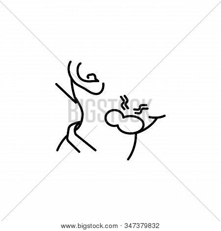 Lymphadenitis Pain Line Icon On White Background