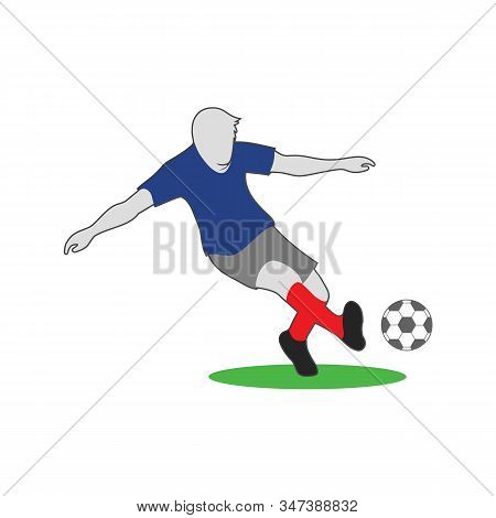 Men Kicking Ball Soccer Illustration,  Football Player Kicking Ball Vector Template
