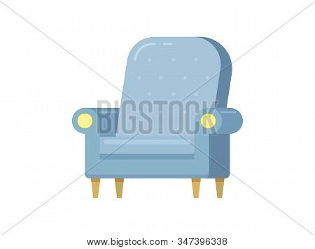 Armchair Flat In Flat Style. Furniture Cartoon Isolated Isometric Illustration.