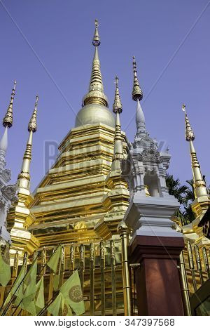 Thai Buddhist Public Temple With Good Environment, Stock Photo