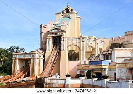 Orlando, Fl - Nov 27: Journey To Atlantis Flume Ride At Seaworld Orlando In Florida, On Nov 27, 2019